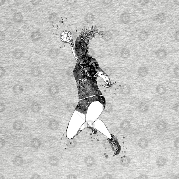 Handball Player Girl Hits The Ball by RosaliArt